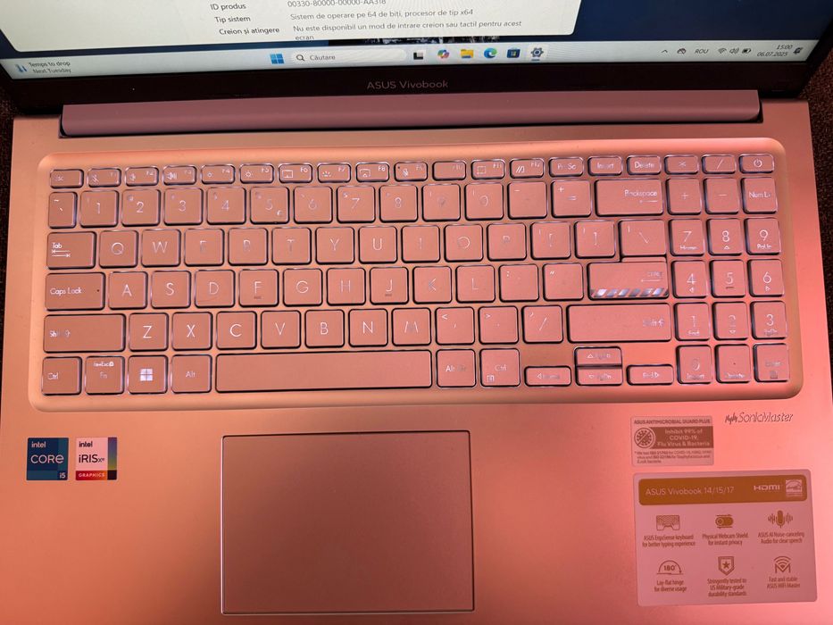 Asus Vivobook 15, i5-1335U, 16GB RAM, 512 GB SSD, tastatură iluminată