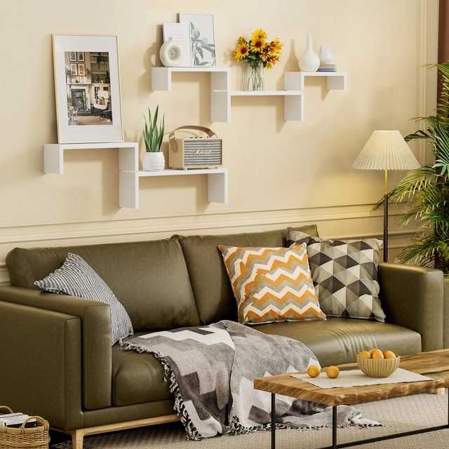 Set 5 rafturi lemn albe