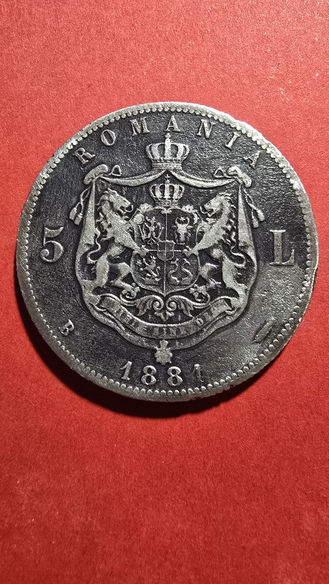 Moneda argint 5 lei 1880 / 5 lei 1881 carol 1