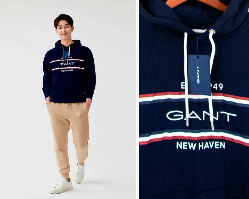 GANT Оригинална мъжка горница с качулка суитчър Hoodie Размер М НОВО