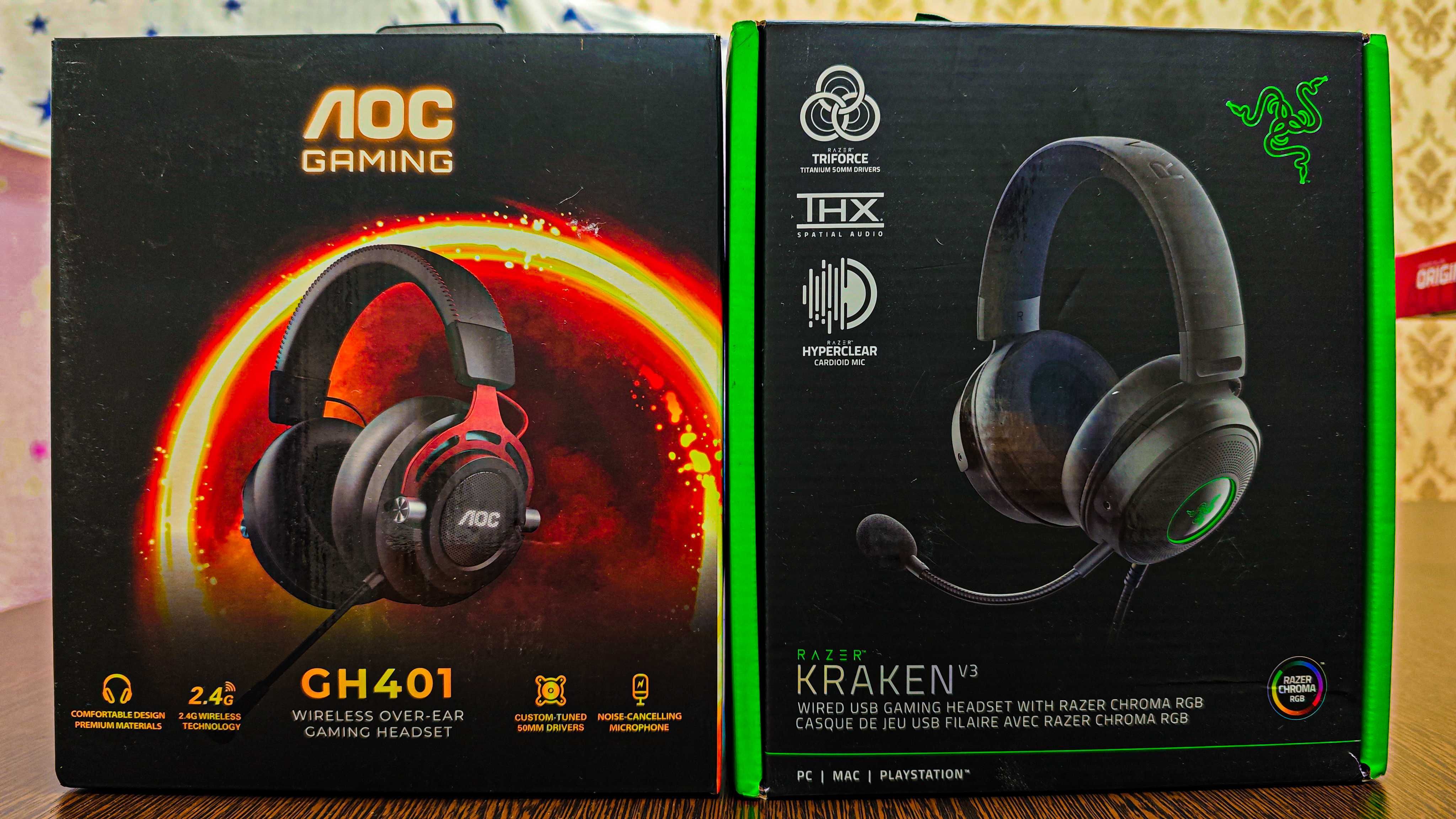 НОВЫЕ! Продам игровые наушники RAZER, AOC
