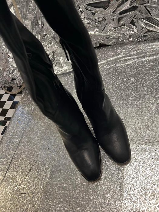 Cizme din piele peste genunchi Zara