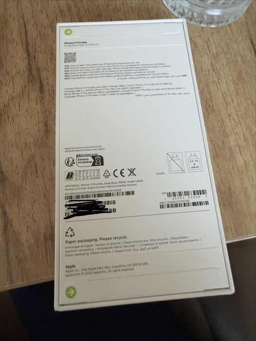 Iphone 17 Pro Max 256 gb deep blue sigilat