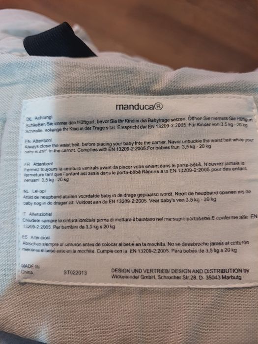 Vând marsupiu( portbebe )MANDUCA 3,5-20kg