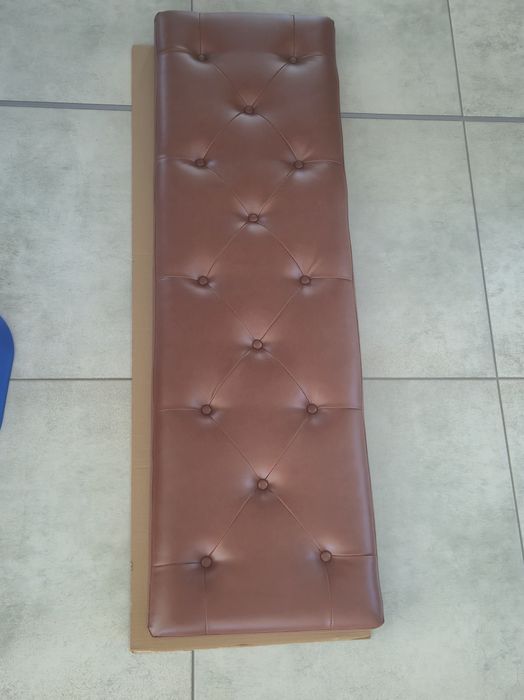 Banca din piele eco, design mid-century,  cadru metalic