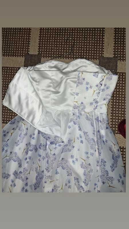 Rochie cu corset și mâneci detașabile - imprimecu cu flori de lavandă