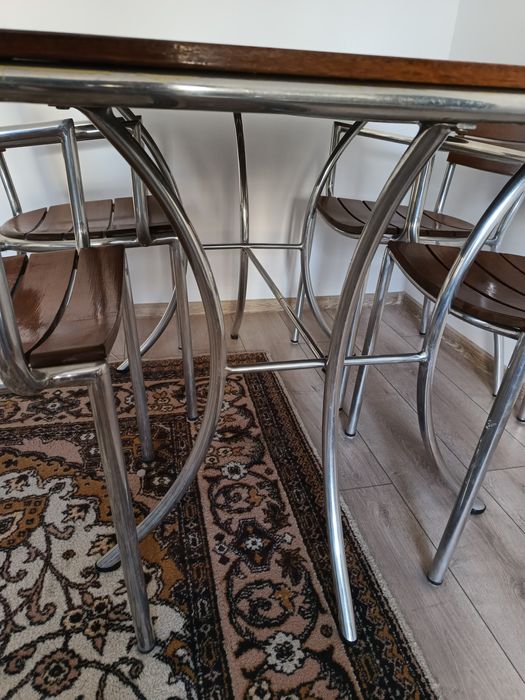 NOU Masă+4 scaune lemn TEAK/aluminiu