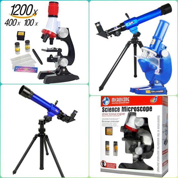 Комплект Телескоп с Триножник и Компас, Микроскоп