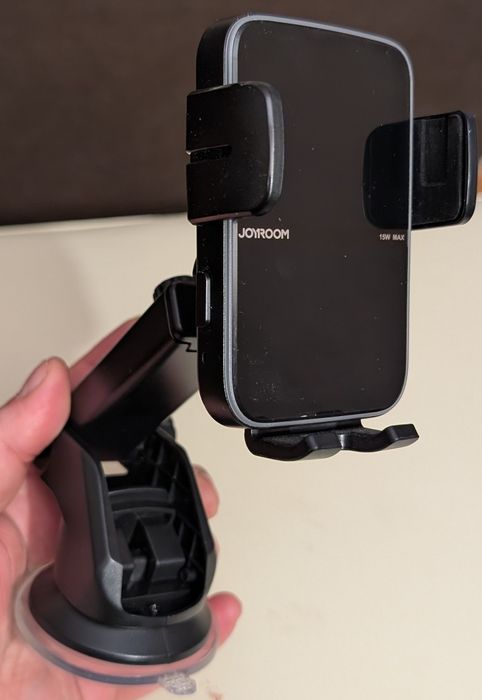 Încărcător auto Joyroom cu suport 15W QC3.0 dual coil negru (JR-ZS246)