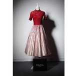 Rochie de ocazie, midi, rosu si crem, marime S/M
