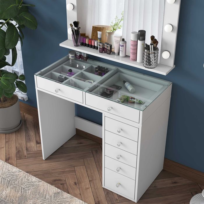 Тоалетка с Огледало и LED Осветление Puzzle-home 2788