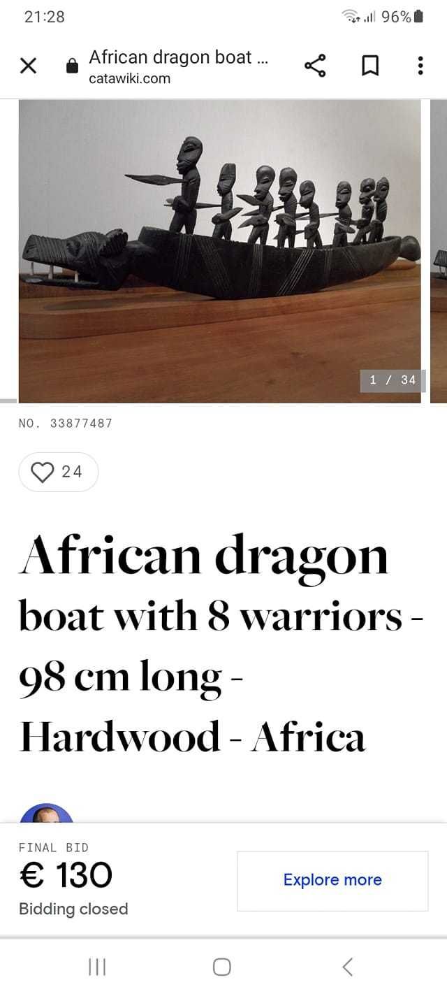 Barca vintage cu 8 negri etnici africani