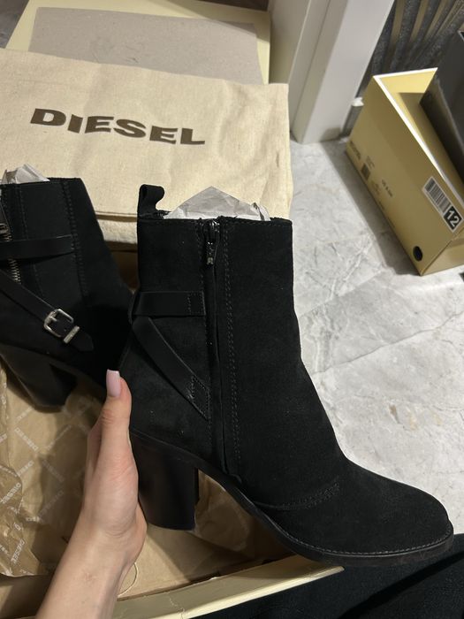 Diesel black suede ankle boots