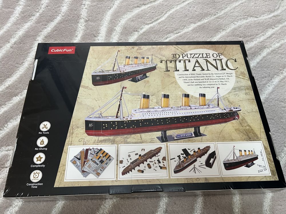 Puzzle 3D Cubic Fun LED - Titanic, 266 piese - un cadou excelent