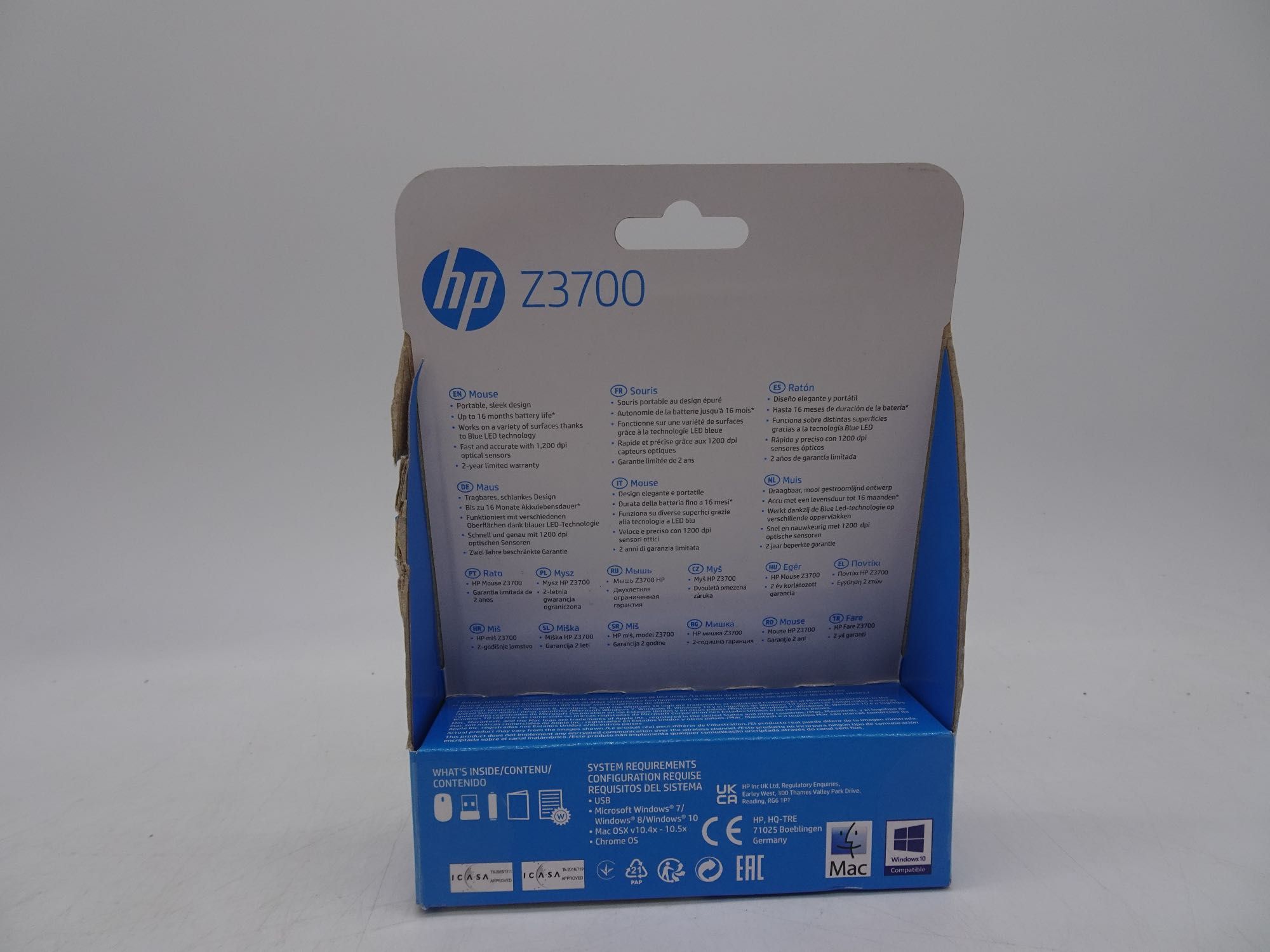 Mouse wireless HP Z3700 Lumiere Blue, nano-dongle USB 2,4GHz 1200 DPI