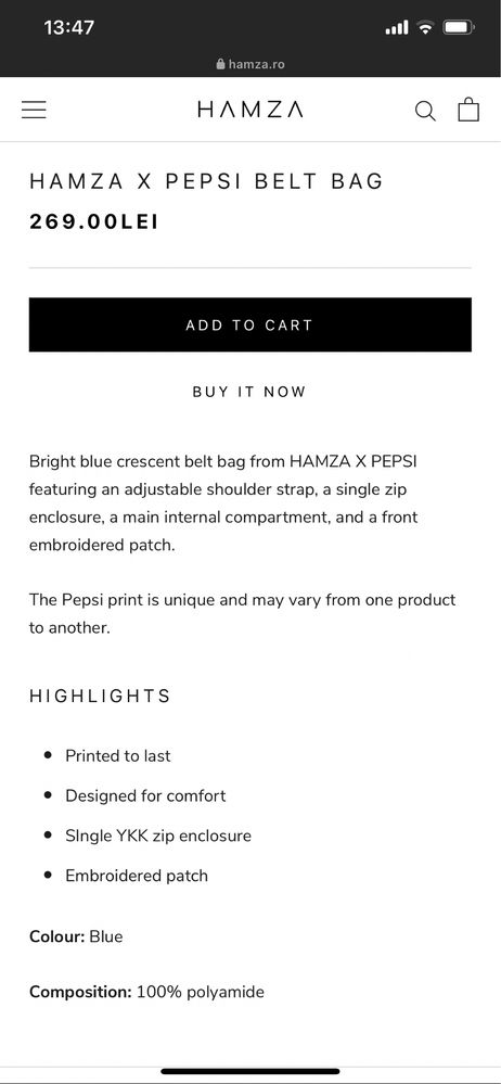 Hamza Pepsi Belt Bag