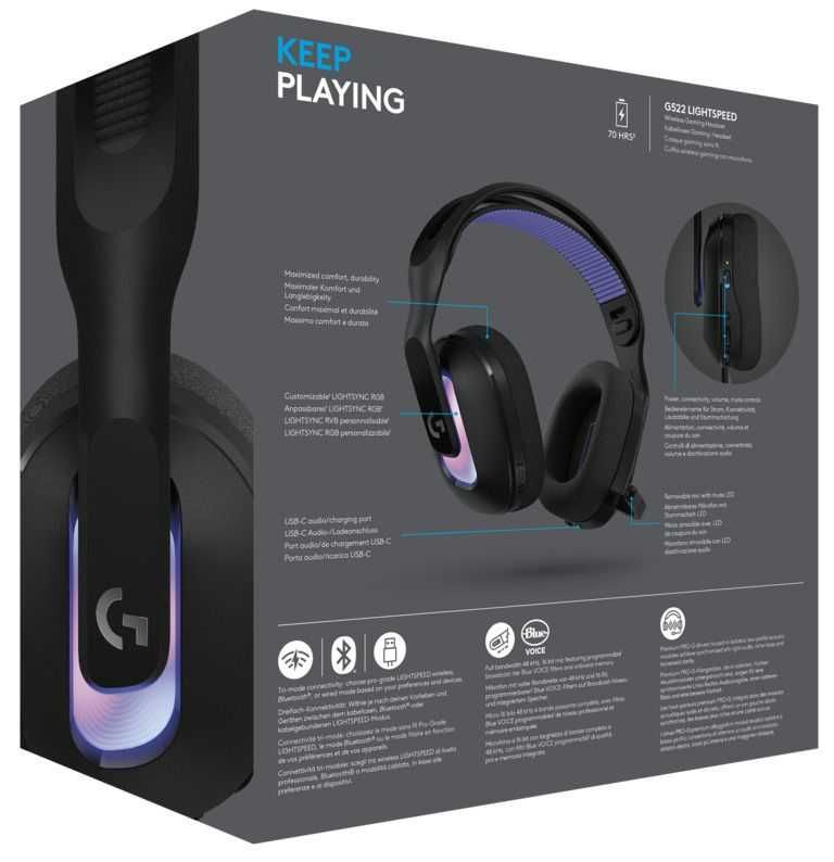 Casti gaming wireless Logitech G522 Lightspeed, wireless/bluetooth