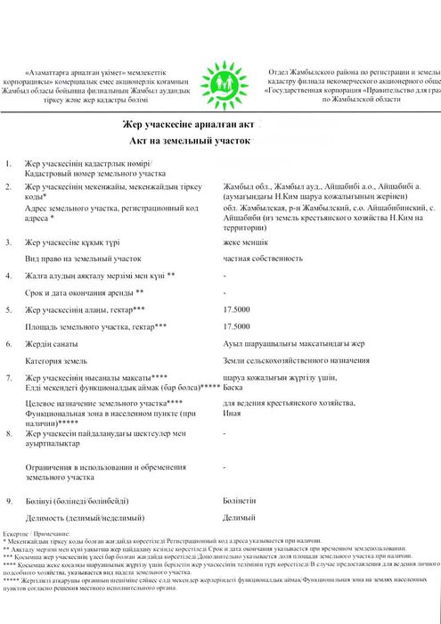 Продам земельный участок 17.5 Га
