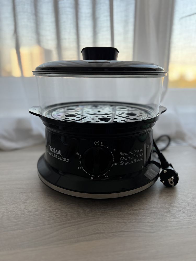 Aparat de gatit cu aburi Tefal VC1401, 900W, Timer, Negru