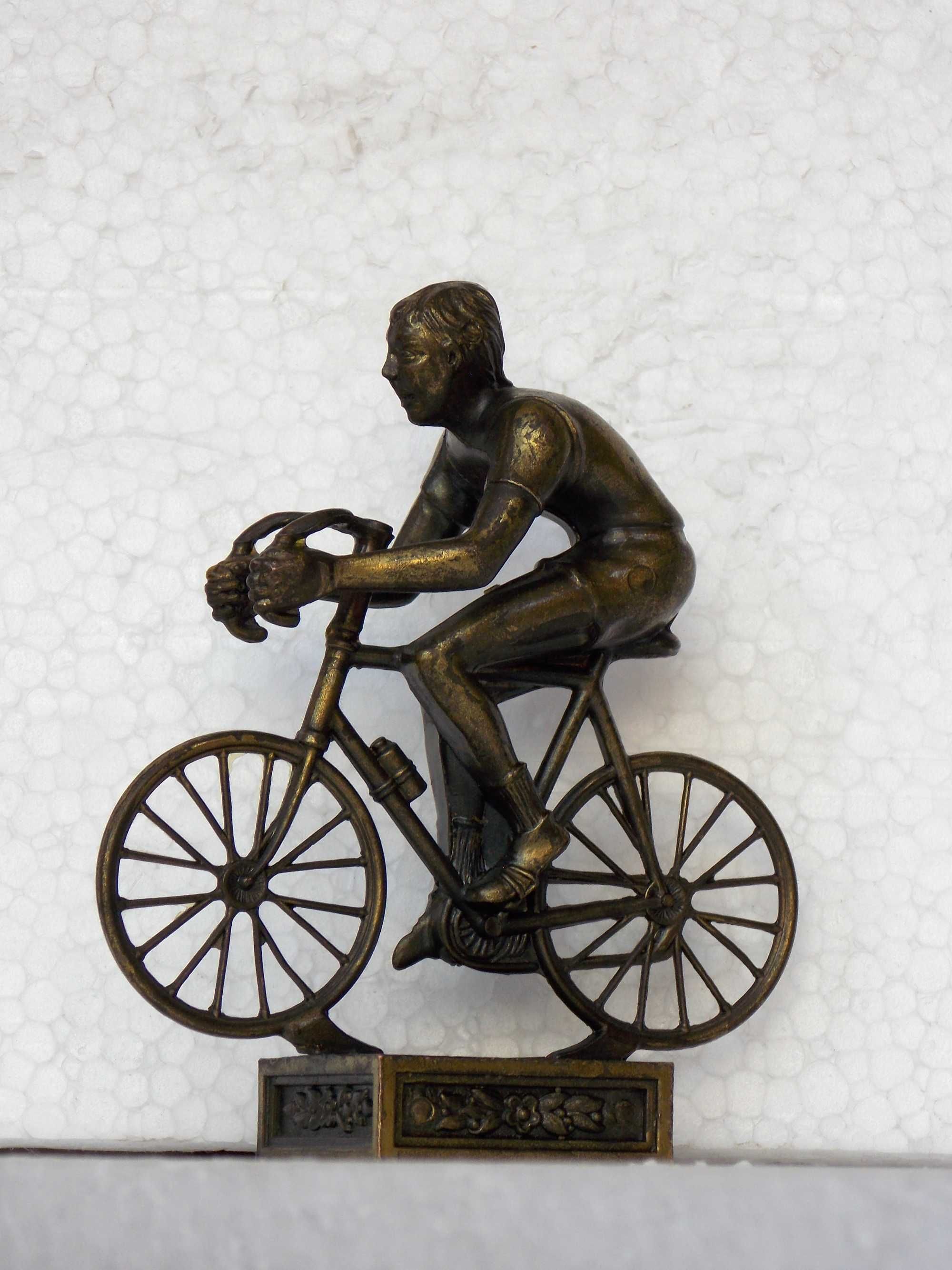 statueta bronz antichitati arta veche figurina bicicleta cursiera