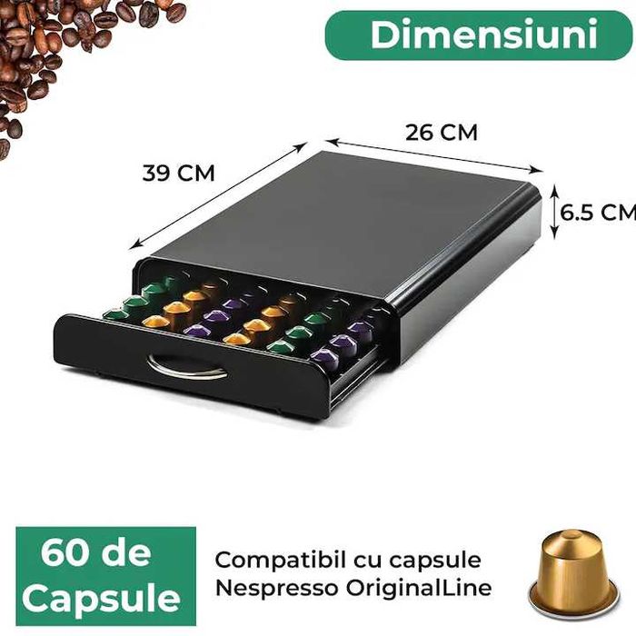 Suport metalic  60 capsule cafea 39x26,5x6,5 cm.