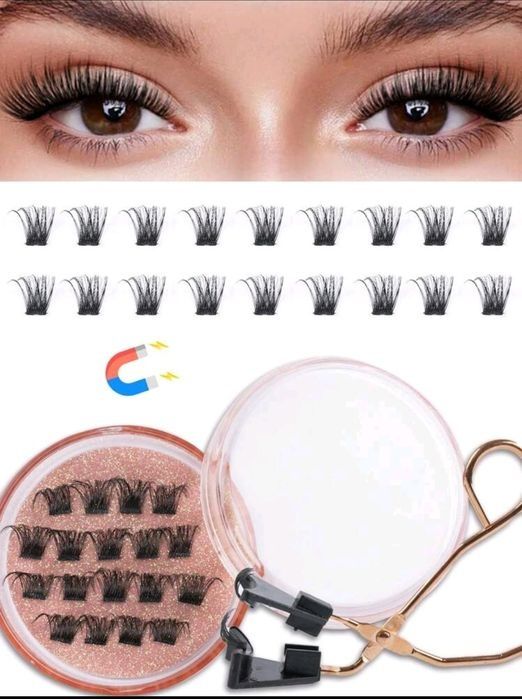 Kit extensii gene fir cu fir/magnetice/paletă machiaj,bronzer,ștampilă