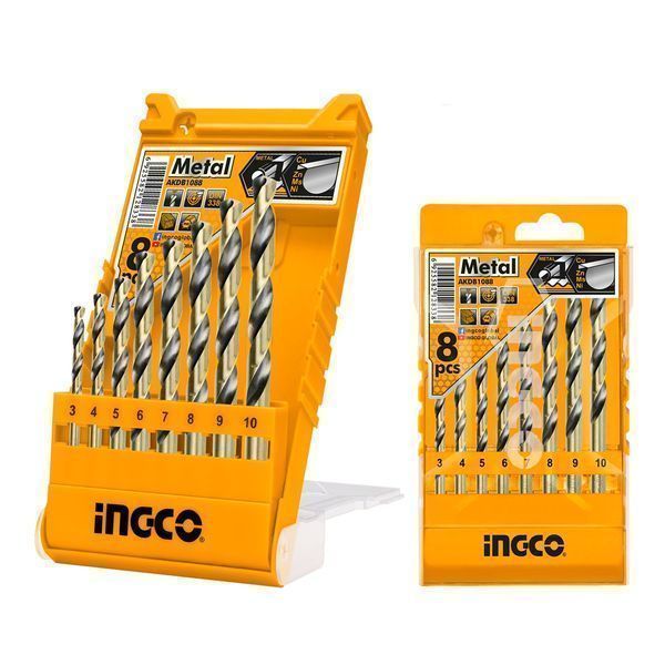 Комплект от 8 бургии, метал hss 3-10мм ingco