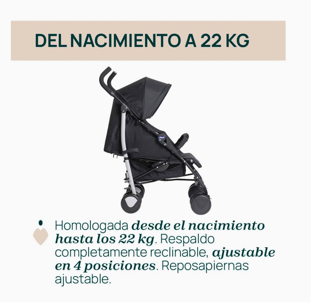 Carucior Chicco Echo Lite, usor, 0+ luni-22 kg, inclinab in 4 pozitii.