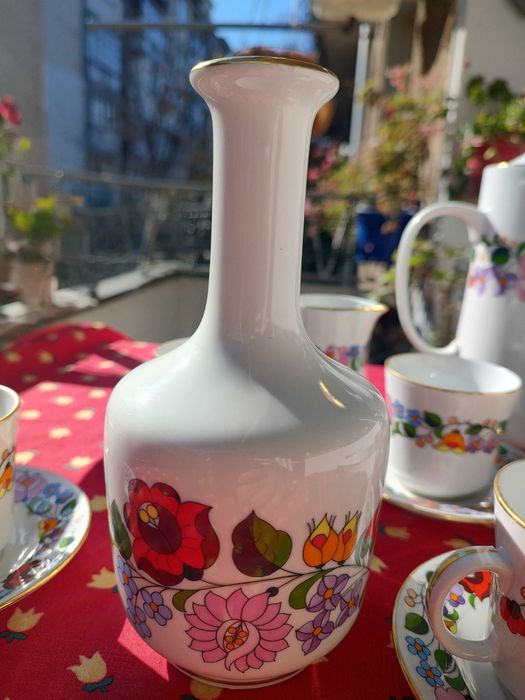 Ръчно рисуван винтидж сервиз за кафе Kalocsa-Унгария