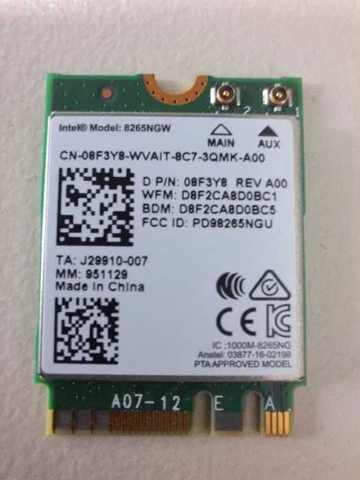 Modul card Wi-Fi Intel Dual Band Wireless-AC 8265 + Bluetooth + antene
