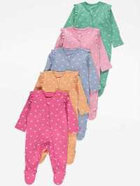 Ромпер за момиче пижама бебе, 100% памук, 0-3,3-6,6-9 месеца