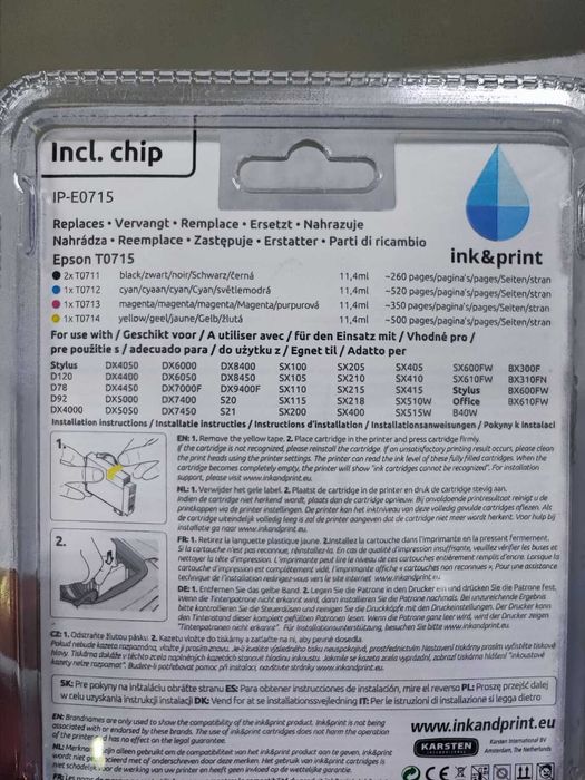 Set 5 cartușe cerneală compatibile Epson T0711-T0714, cu chip