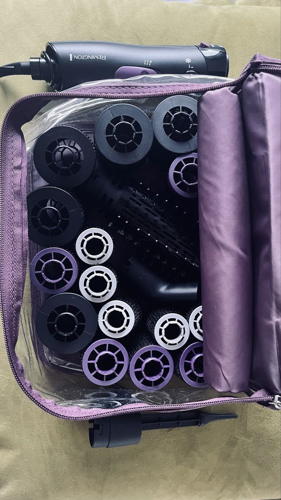 Set de coafat remington cu perie si bigudiuri