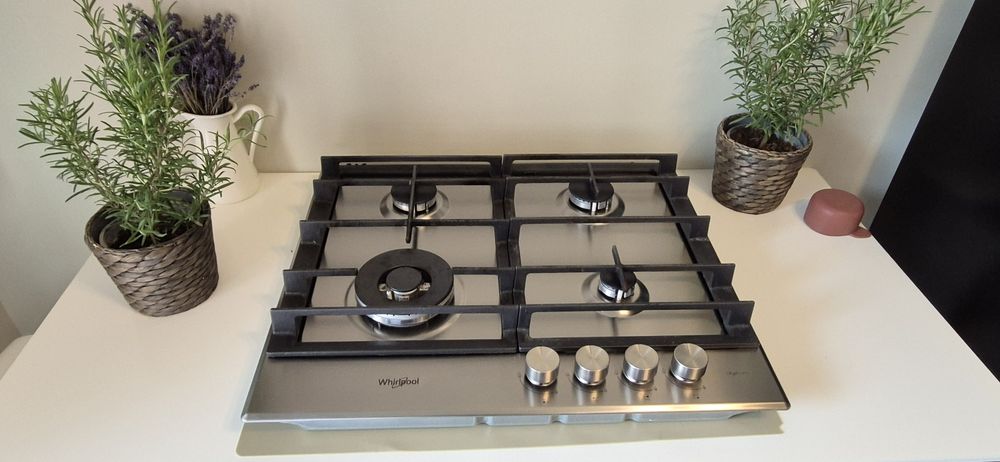 Plita incorporabila Whirlpool, Gaz, 4 Arzatoare, 59 cm, inox iXelium