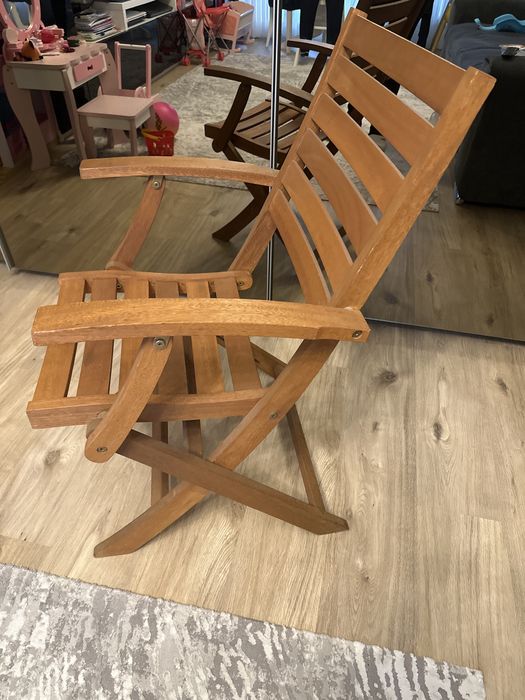 Scaune de lemn de gradina 4 bucati