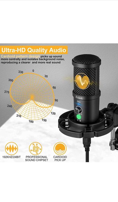 Microfon gaming streaming podcast usb condenser Aveek Nou Sigilat