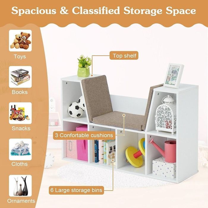 Ginger Home Детска етажерка 4в1 с 6 отделения за съхранение JWTR-3153