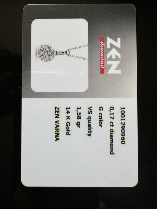 0.17 ct Колие с Диаманти Рейна ZEN diamond със сертификат