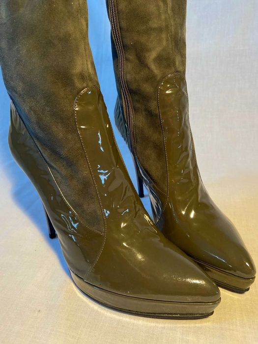 Ghete Prialpas Gomma din piele intoarsa si lac, NEPURTATE, marimea 40