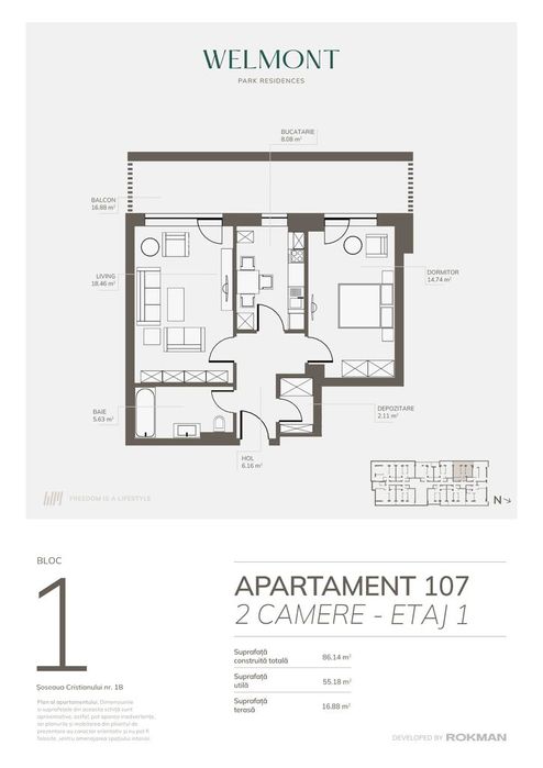 Dezvoltator apartament doua camere Welmont