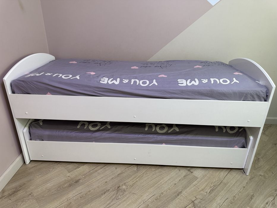 2 Детские кровати, одна выкатная, как 2-ярусная, белая