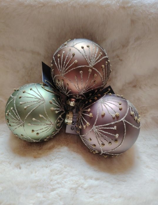 Стъклени коледни топки за елха, Коледна украса. Коледна декорация