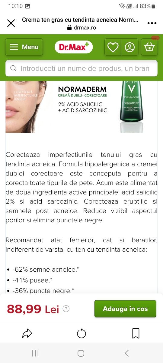 Vand crema vichy normaderm