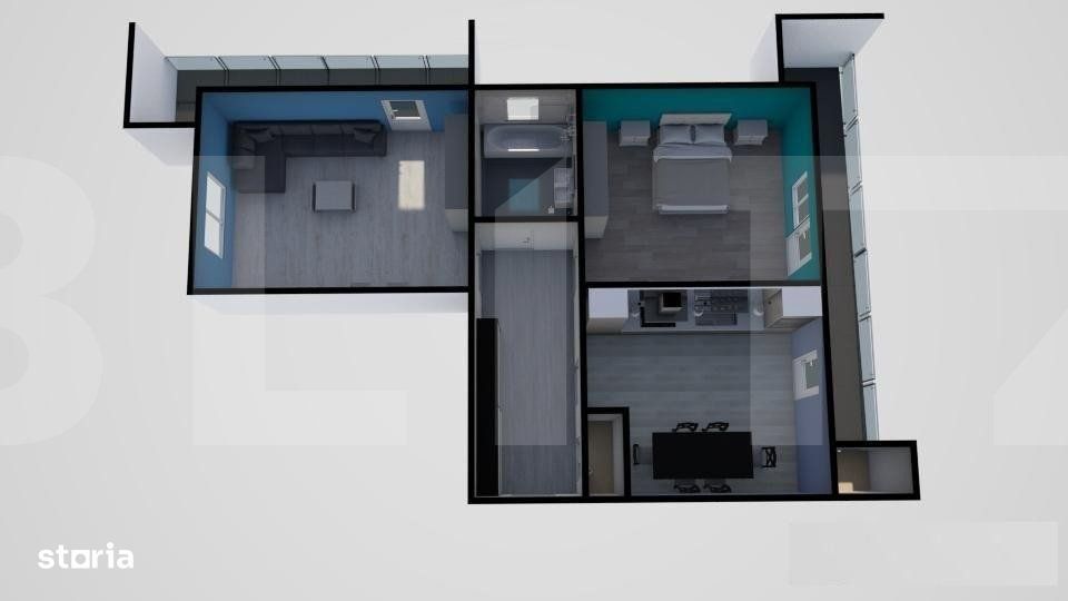 Apartament confort sporit, 2 camere decomandat, 60mp, 2 balcoane 14mp,