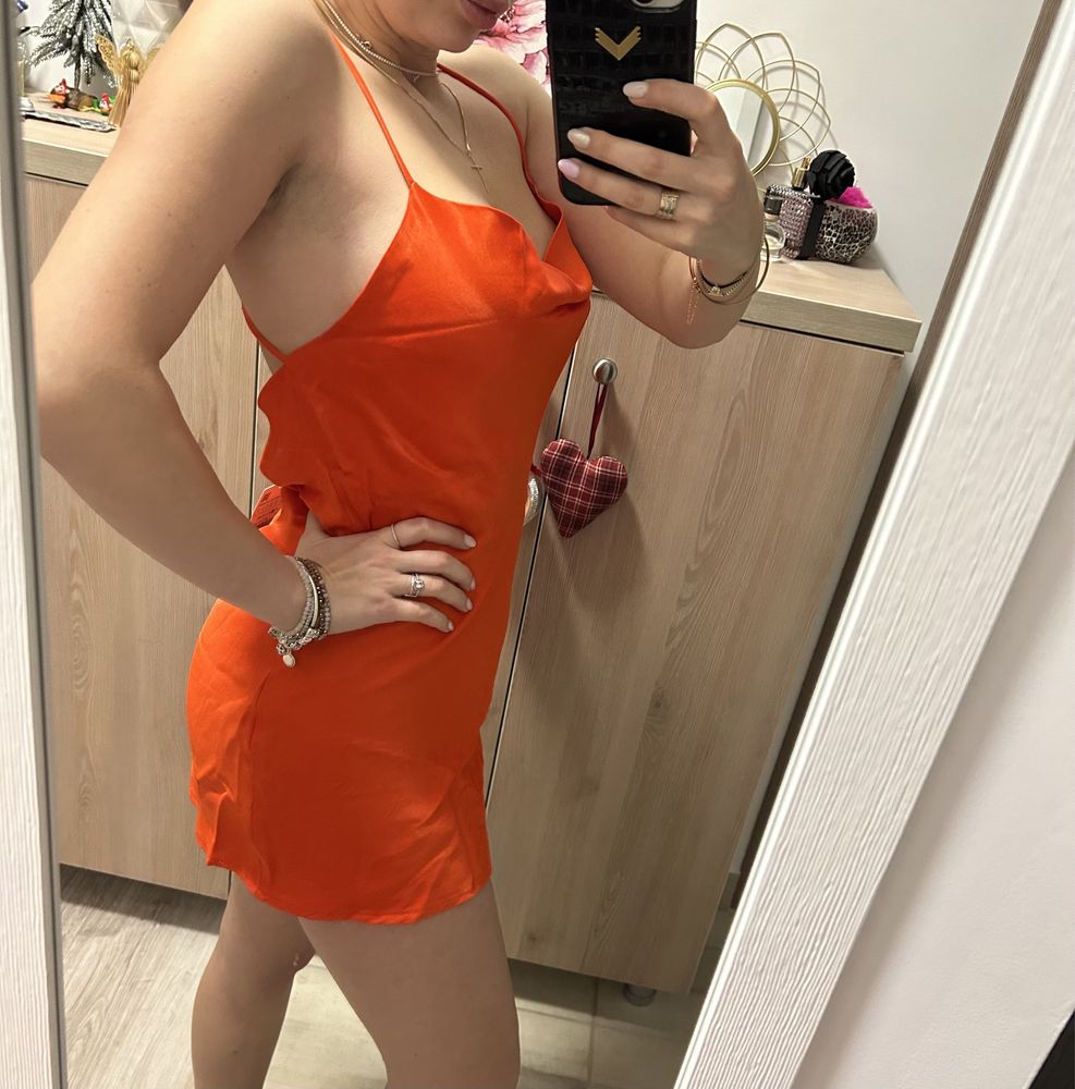 Rochie orange satin