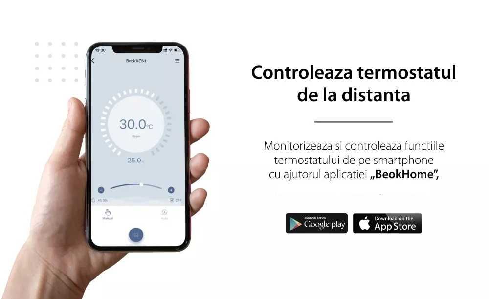 Termostat smart BEOK BOT306RF-WiFi-NR incalzire pardoseala