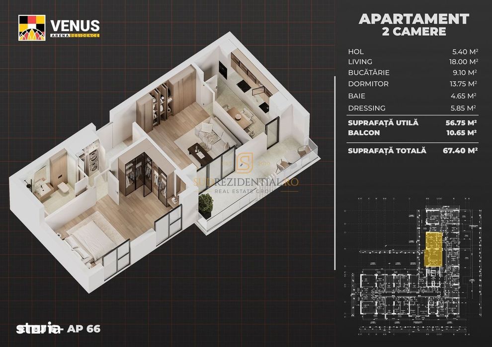 Locuinta eficient compartimentata cu 2 camere, Aparatorii Patriei