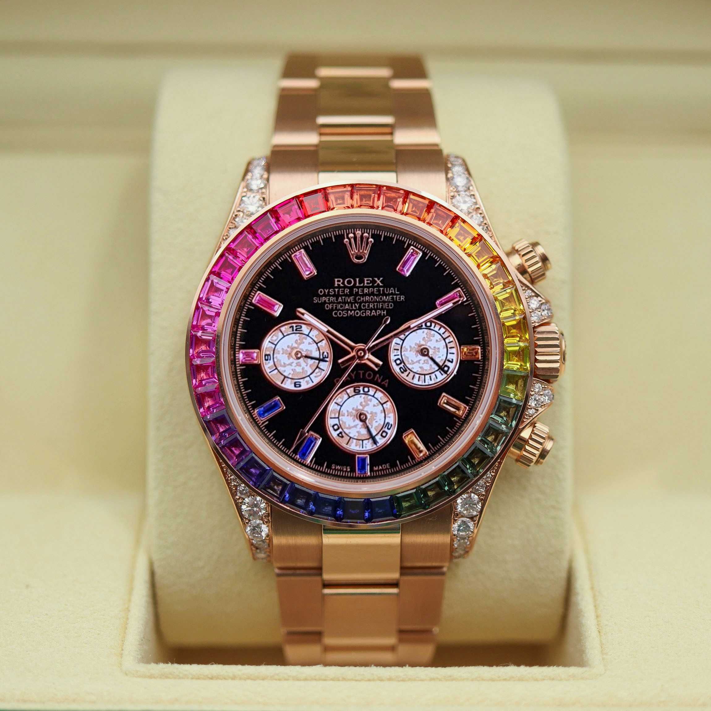 Rolex Daytona Rainbow ping Gold