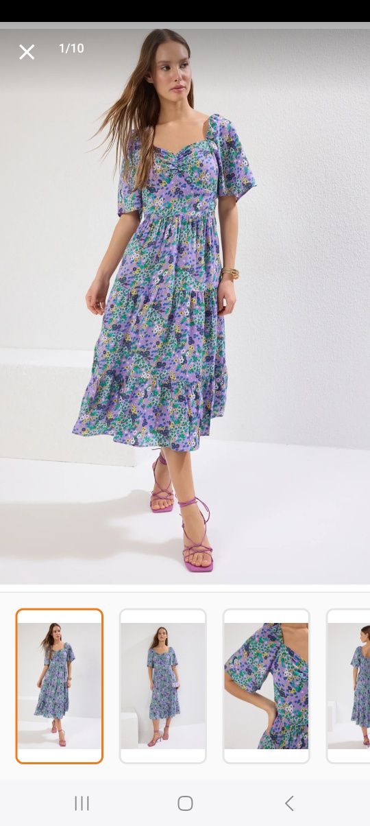 Rochie de vară florală, mărimea L %Vâscoza