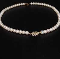 Colier din perle naturale cu pandant din aur 14 k